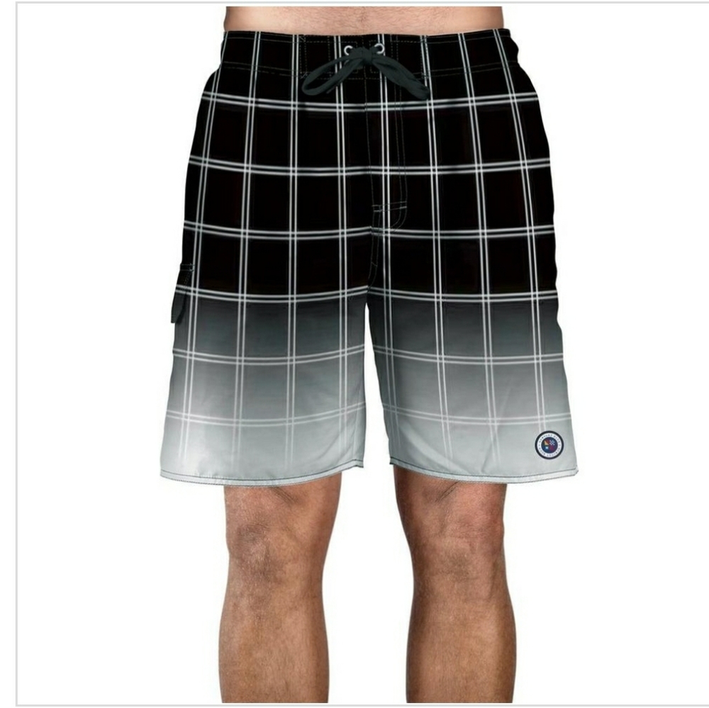 Mens Plaid Ombre Swim Trunks